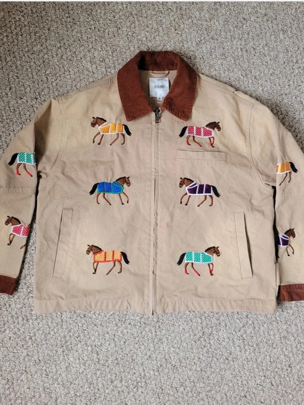 Anthropologie Found Lariat Horse Graphic Embroidered Work Cotton Jacket size S - Picture 3 of 6